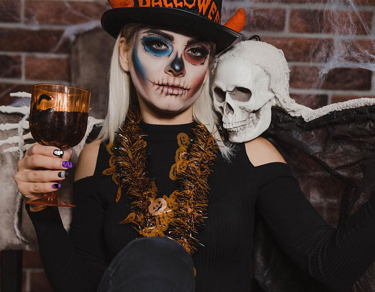 ALIBBON 6 Pcs Halloween Nail Stamping Plates Set, Halloween Background Nail Art Stamp Templates, Pumpkin Face Skeleton Stamp Templates Kit, Spider Web Ghost Metal Nail Plates for DIY Printing Decor