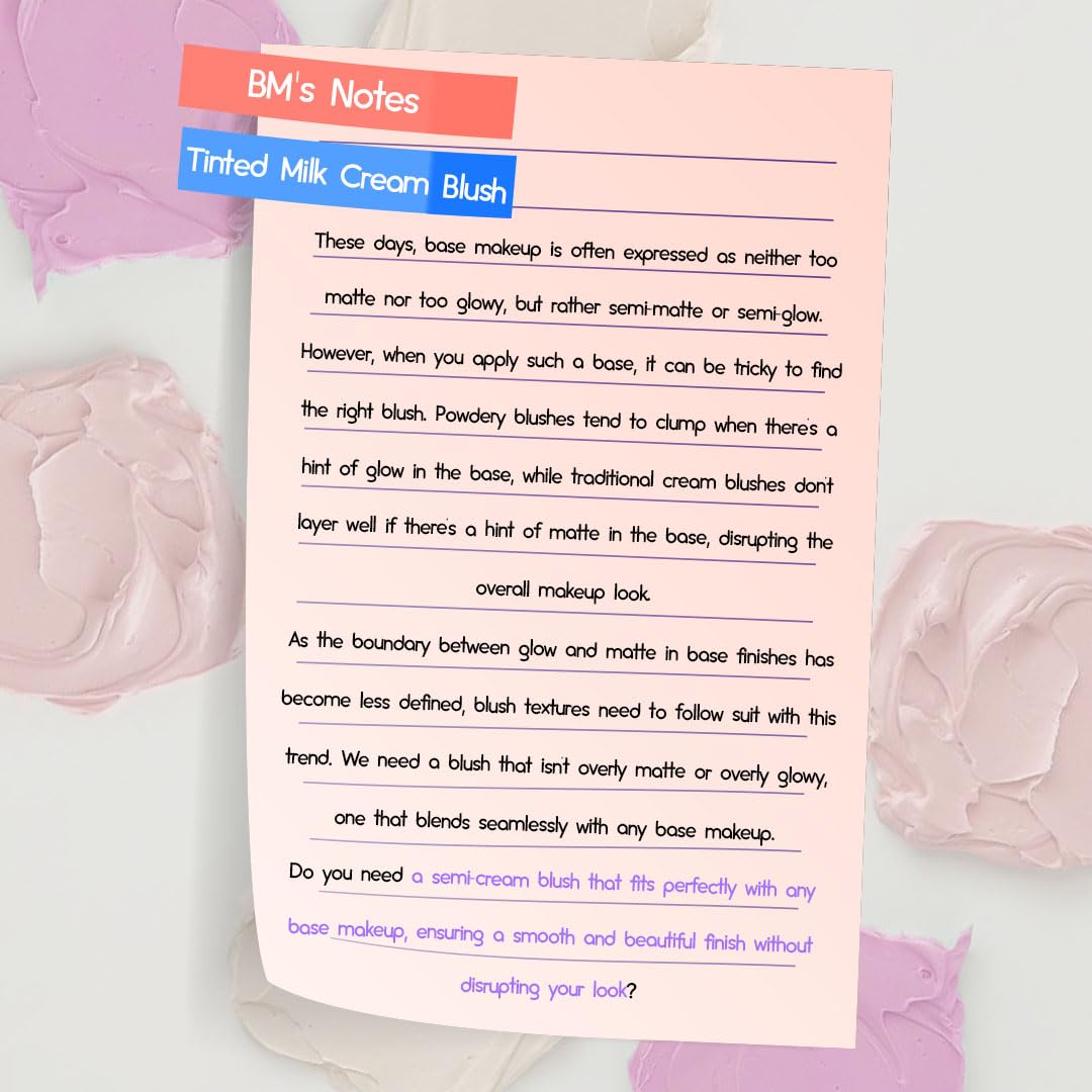 HOLIKA HOLIKA Colored Milk Cream Blush 06 TARO LATTE: Glowing, Natural Makeup, Glossy Finish, Soft, Creamy Dough like texture, Shimmer, Radiant, Plumping, Cheek, Lightweight, Clean, Buildable