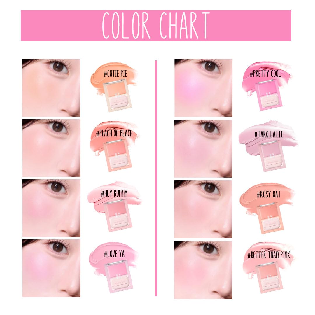 HOLIKA HOLIKA Colored Milk Cream Blush 03 HEY BUNNY: Glowing, Natural Makeup, Glossy Finish, Soft, Creamy Dough like texture, Shimmer, Radiant, Plumping, Cheek, Lightweight, Clean, Buildable