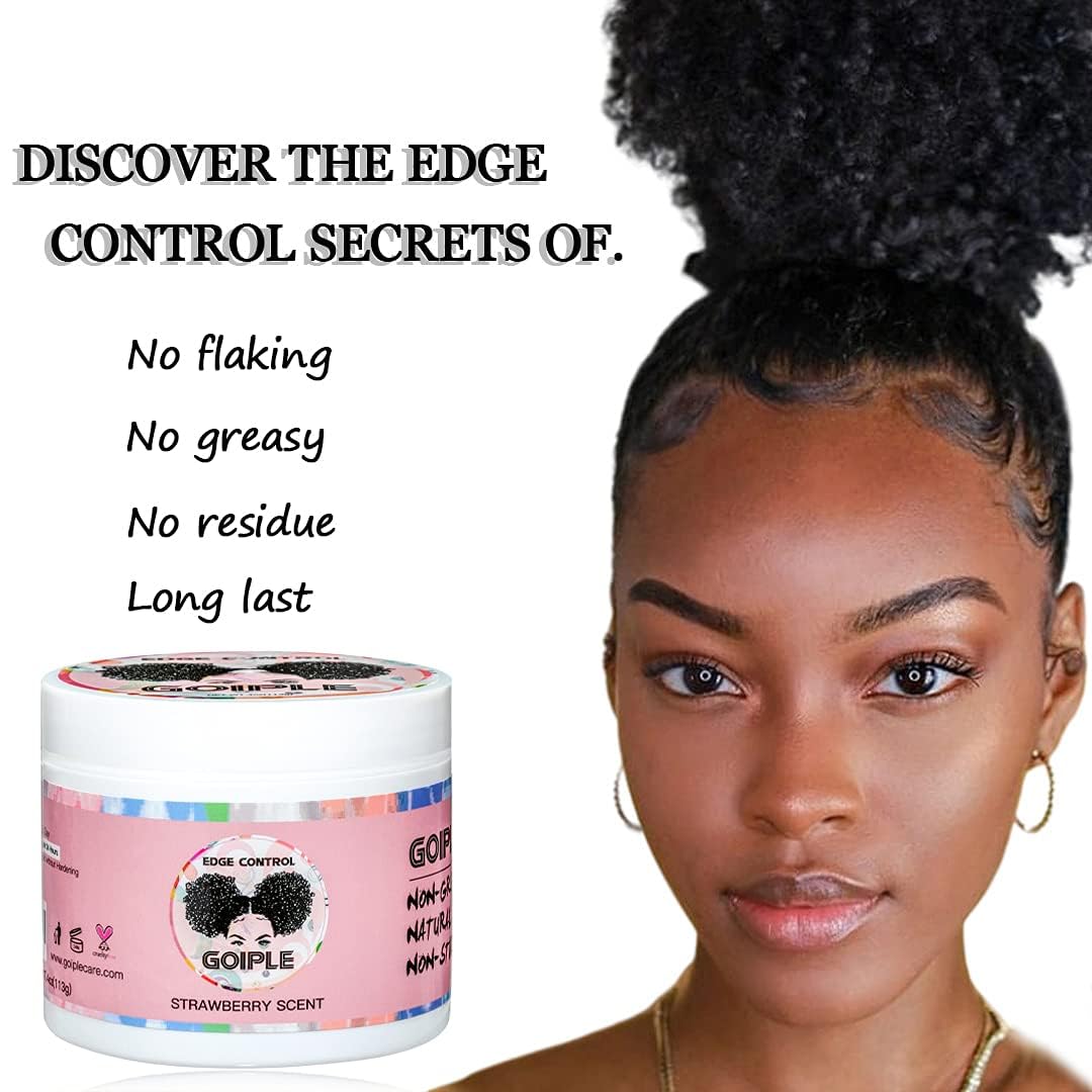 Edge Control Wax, Hair Styling Product, Strong Hold Non-greasy Edge Control Gel, Edge Wax, Rosemary Oil for Hair Growth, for Black Hair, Includes Edge Brush, 4 oz
