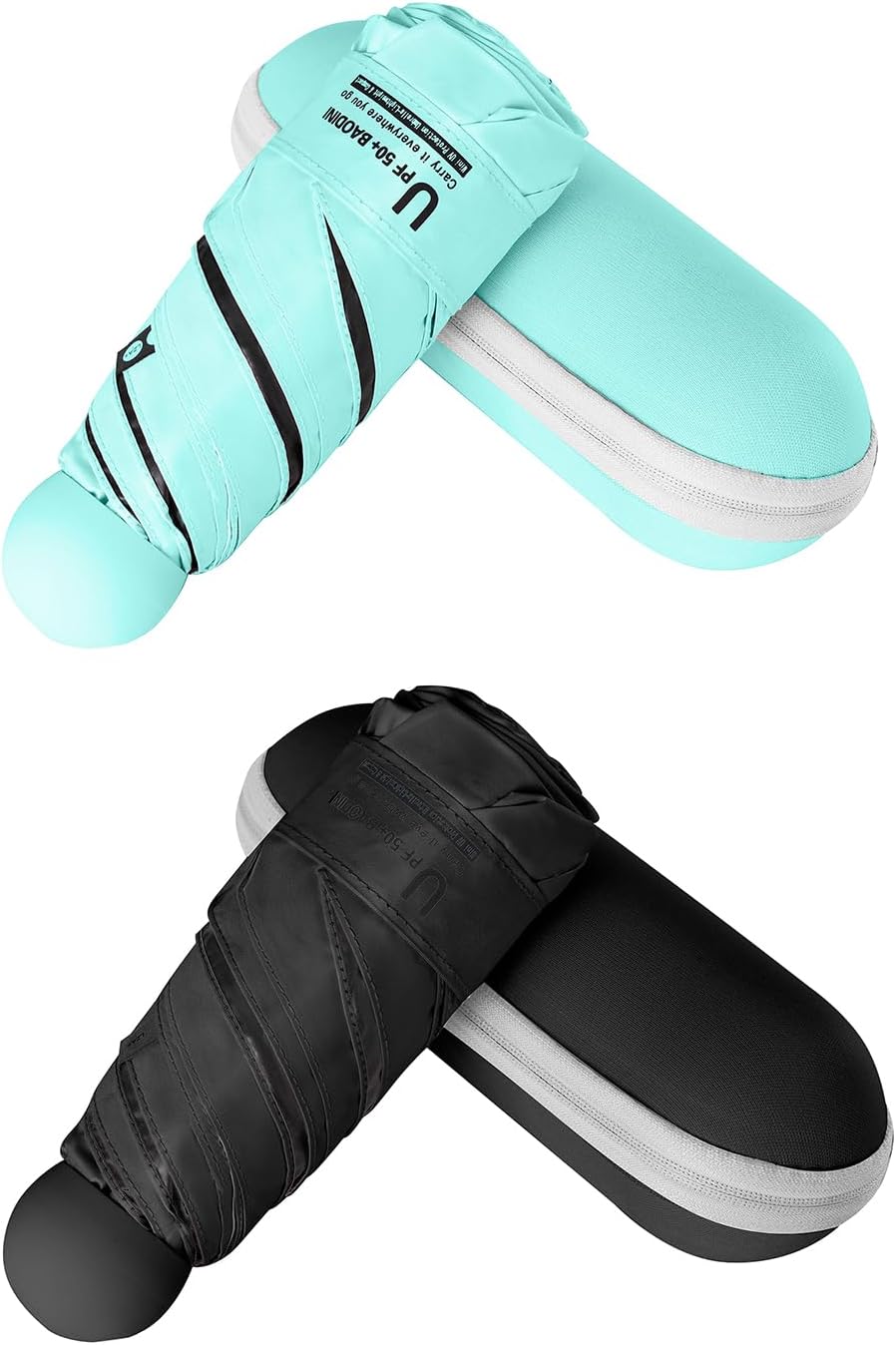 BAODINI Travel Essentials Mini Umbrella for Purse With Case Small Compact UV Sun Protection Lightweight Tiny Pocket Manual Open Close Umbrella for Women Kids and Men Fit Purse Backpack