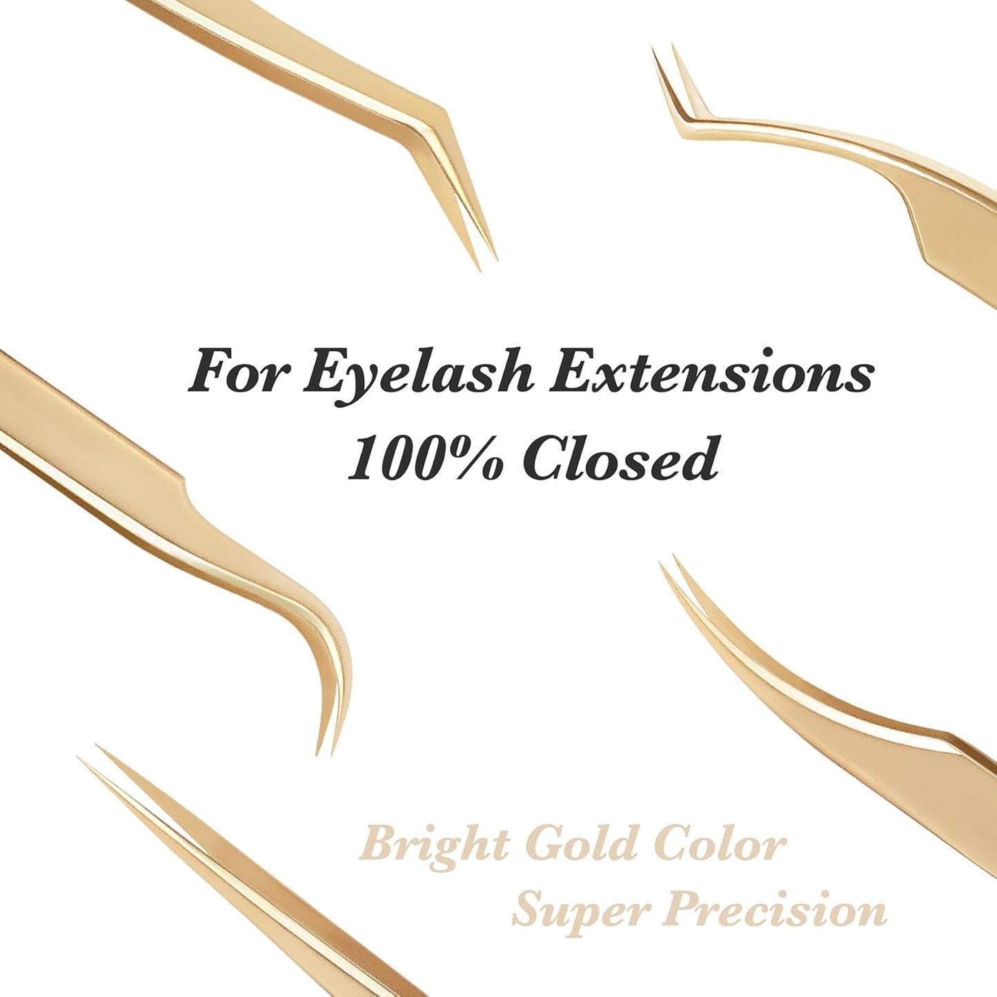 Tweezer Eyelash Extensions 1 PCS Stainless Steel Straight Pointy Tweezer Isolation Professional Precision Supplies False Lash Application Tools for Lash Tech, Lash Artist Beginner(Golden)