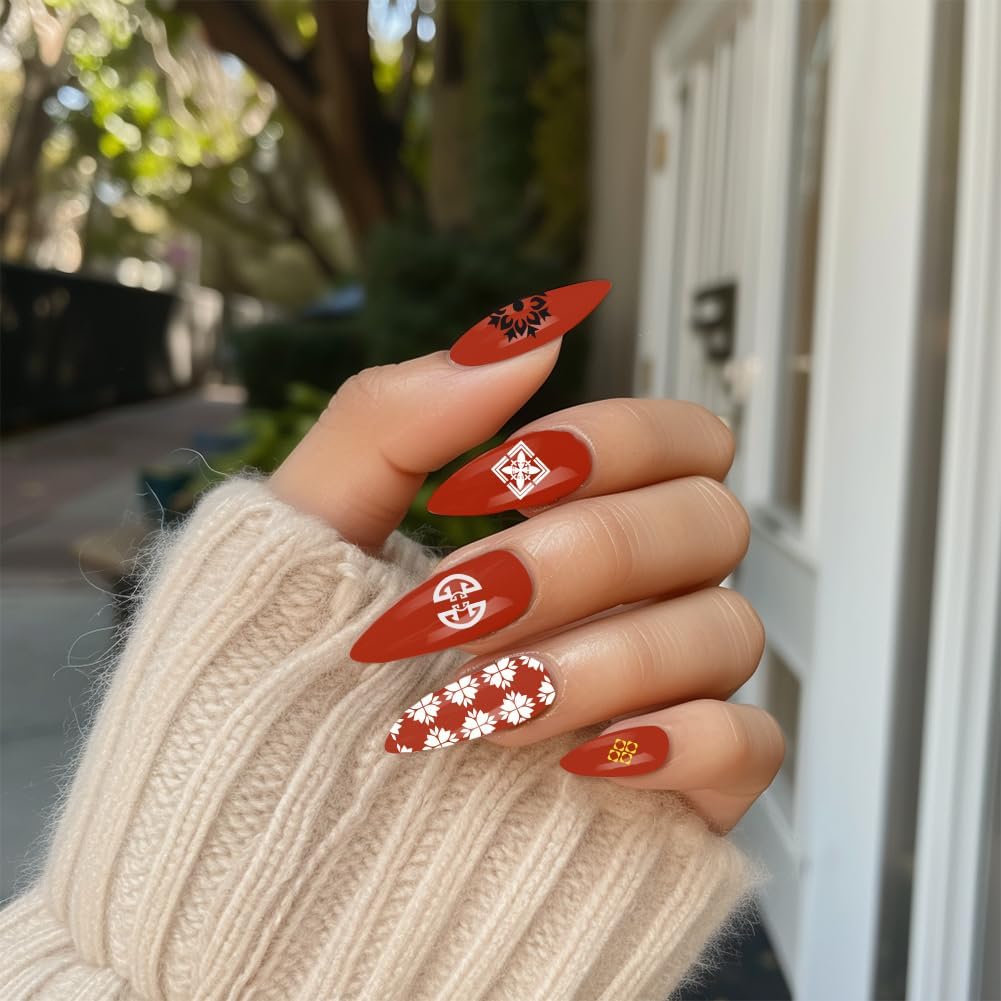 3Pcs Chinese Style Nail Stamping Plate Set Lucky Words Lanterns Bamboo Steel Nail Stamp Templates Clear Silicone Nails Stamping with Stamper Scraper for Manicure Printing