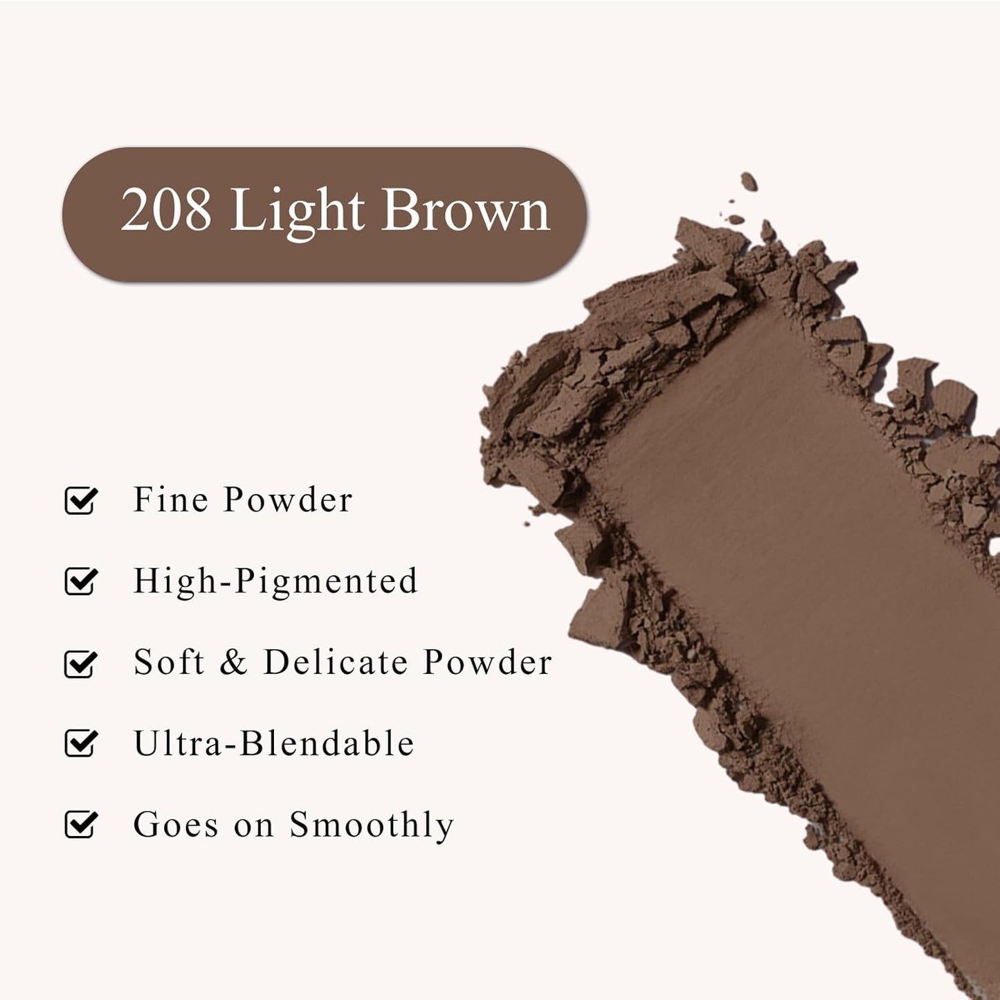 Single Light Brown Eyeshadow, Pressed Powder Matte Eye-Shadow Palette Make-up, Blendable Long Lasting High Pigment Brown Eye Makeup Halloween Eye Paint & Face Body Paint