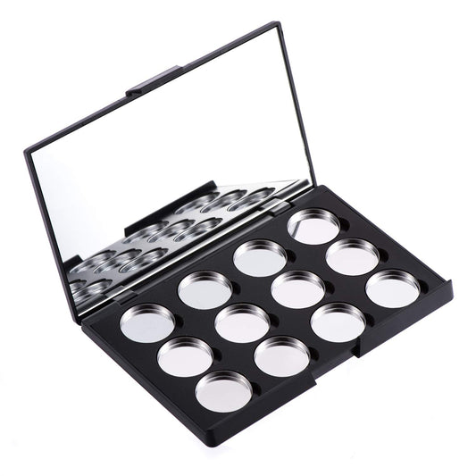Empty Magnetic Eyeshadow Makeup Palette with Mirror and 12Pcs 26mm Round Metal Pans