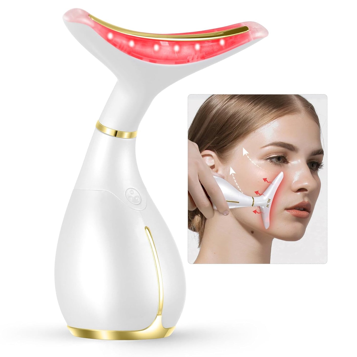 Red Light Facial Massager, Skin Care Tools for Face & Neck Beauty Device, 3 in 1 Face Massager Tool with LED, Thermal, Vibration, Tightenings, Rejuvenation for Women