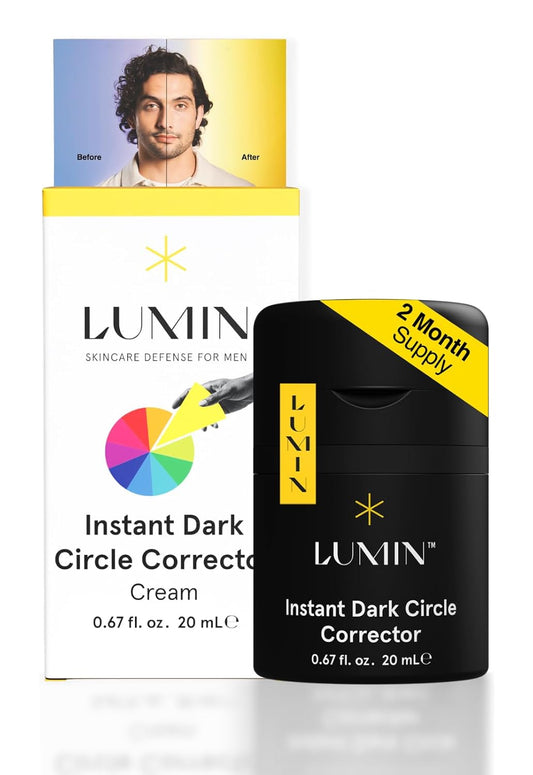 Lumin Instant Dark Circle Corrector for Men (Not A Concealer), Reduce The Look of Dark Circles, Puffiness, Under Eye Men Makeup, Men's Color Correcting Eye Cream, 20mL