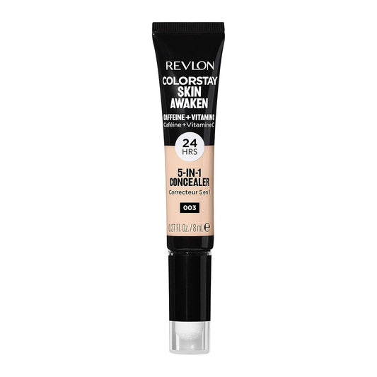 Revlon ColorStay Skin Awaken 5-in-1 Concealer, Lightweight, Creamy Longlasting Face Makeup with Caffeine & Vitamin C, For Imperfections, Dark Circles & Redness, 003 Cool Ivory, 0.27 fl oz