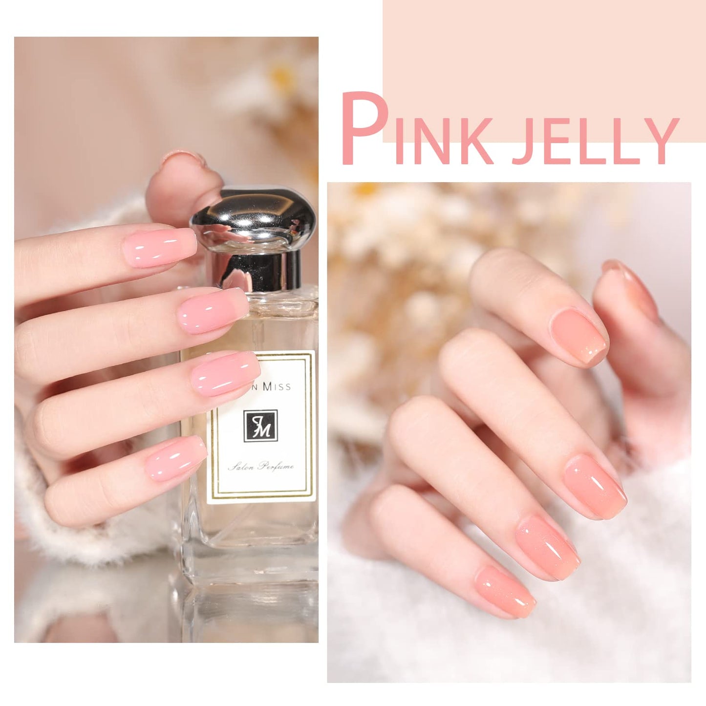 Jelly Pink Gel Nail Polish Set of 10 Colors Including Pink Purple Milky White Nude Gel Polish Kit UV LED Soak Off Nail Polish Home DIY Manicure Nail Salon Varnish