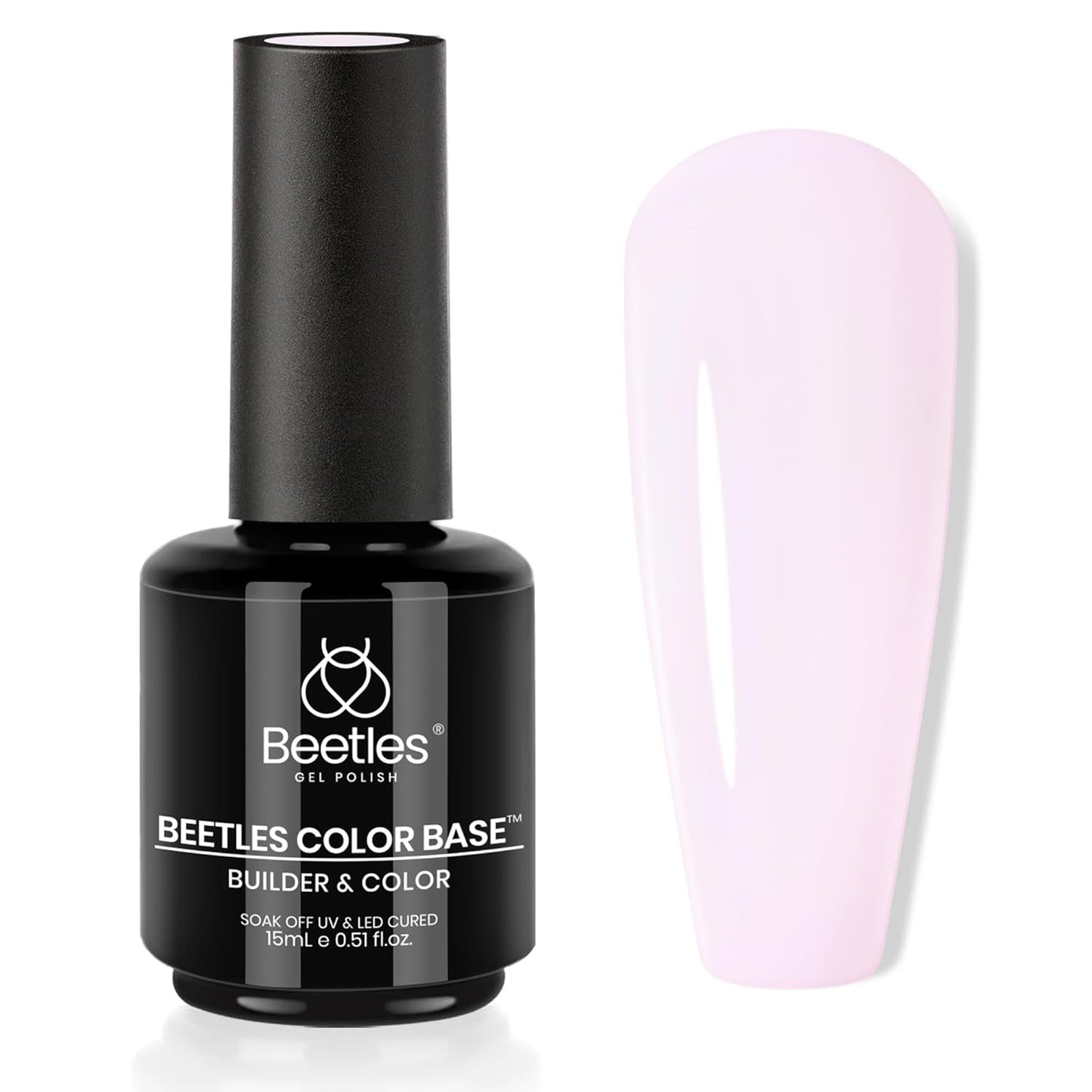 Product image Beetles Rubber Base Gel Polish, 1pc 15ml Sheer Light Pink Nail Polish Color Gel Base Coat, Natural Jelly Nude Nail Strengthener Subtle Elegance Soak Off UV LED Needed