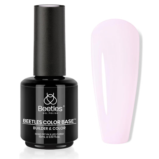 Product image Beetles Rubber Base Gel Polish, 1pc 15ml Sheer Light Pink Nail Polish Color Gel Base Coat, Natural Jelly Nude Nail Strengthener Subtle Elegance Soak Off UV LED Needed