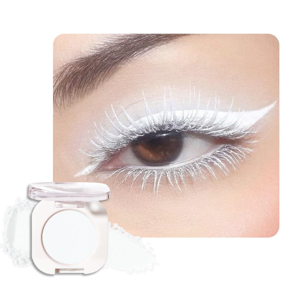 Single Matte Eye Shadow Palette Makeup, White Matte Eyeshadow for Women Halloween Birthday Party Wear, Monochrome Eye Shadow Makeup, Pigmented Waterproof Sombras Para Ojos, 26