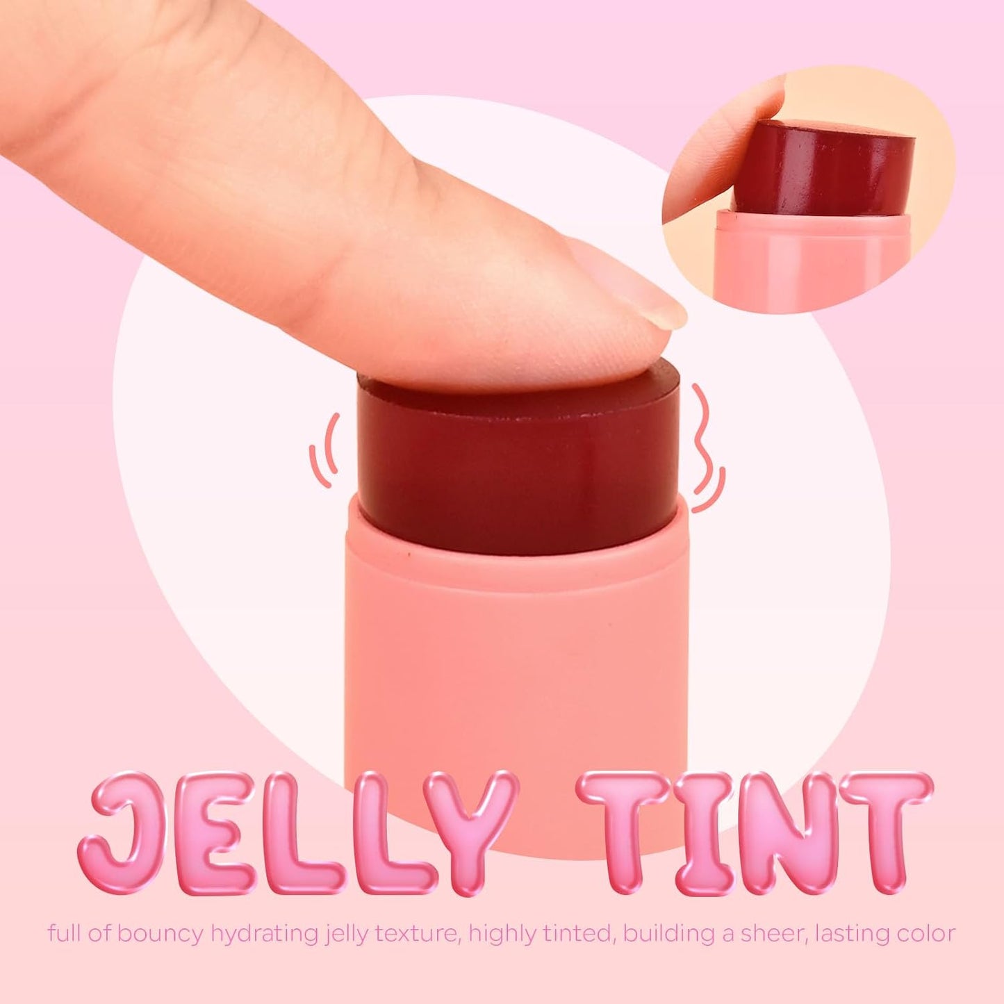 KYDA Water Jelly Tint Blush, Berry, Jelly Tinted Makeup Stick, for Lips and Cheek Stain, Buildable Watercolor Finish, Lasting Moisturising