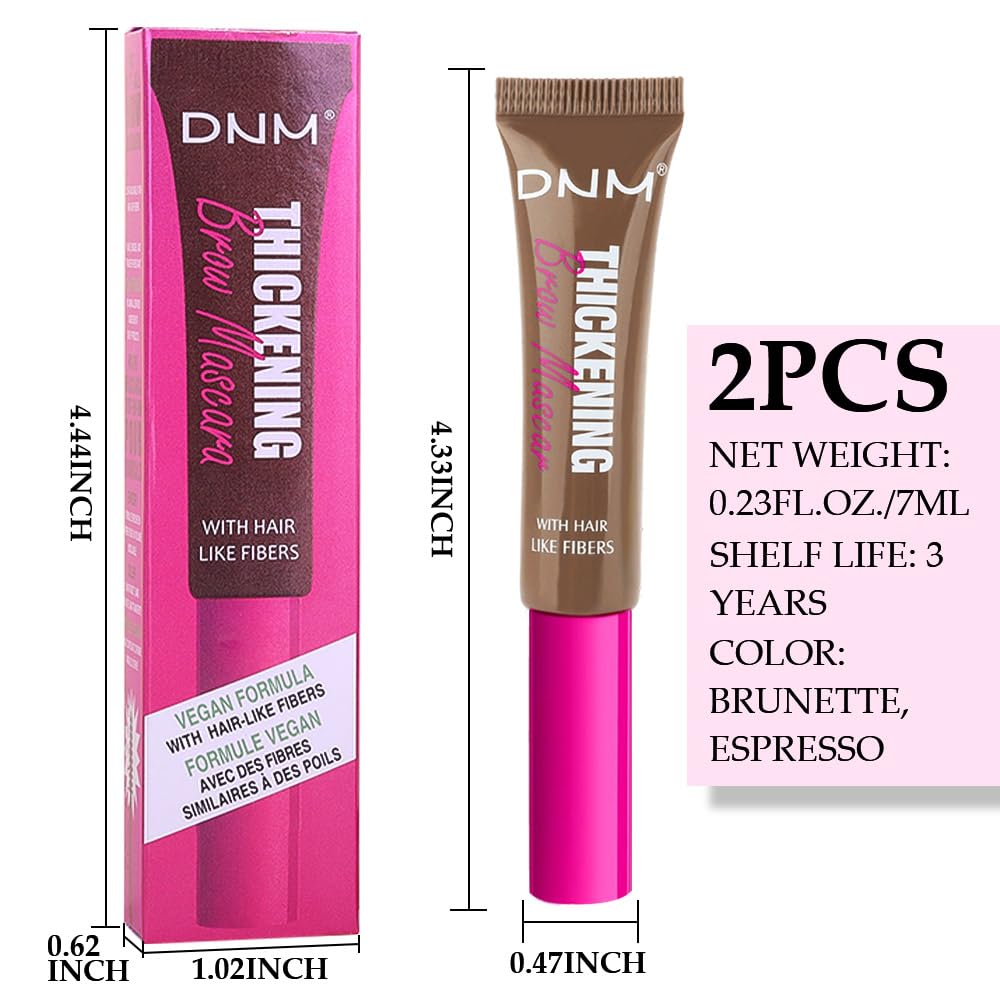 Tinted Thickening Brow Mascara,Brow Fast Sculpt,Waterproof, Transfer-proof, Brush to Fill in Eyebrows and Cover Gray Hairs - Cruelty Free (2pcs 06 Brunette &07 Espresso)