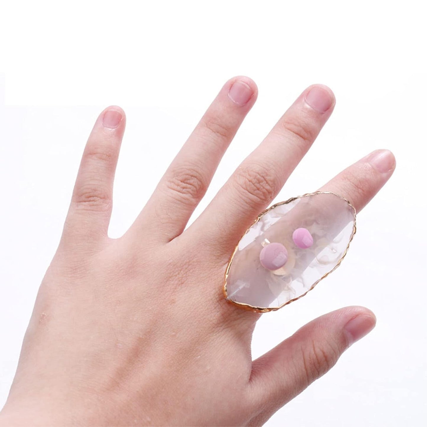 Nail Art Palette, 6pcs Wearable Soft Resin Nail Art Palette Ring, Resin Nail Art Palette Compatiable for Make-Up Beginners and Make-Up Schools