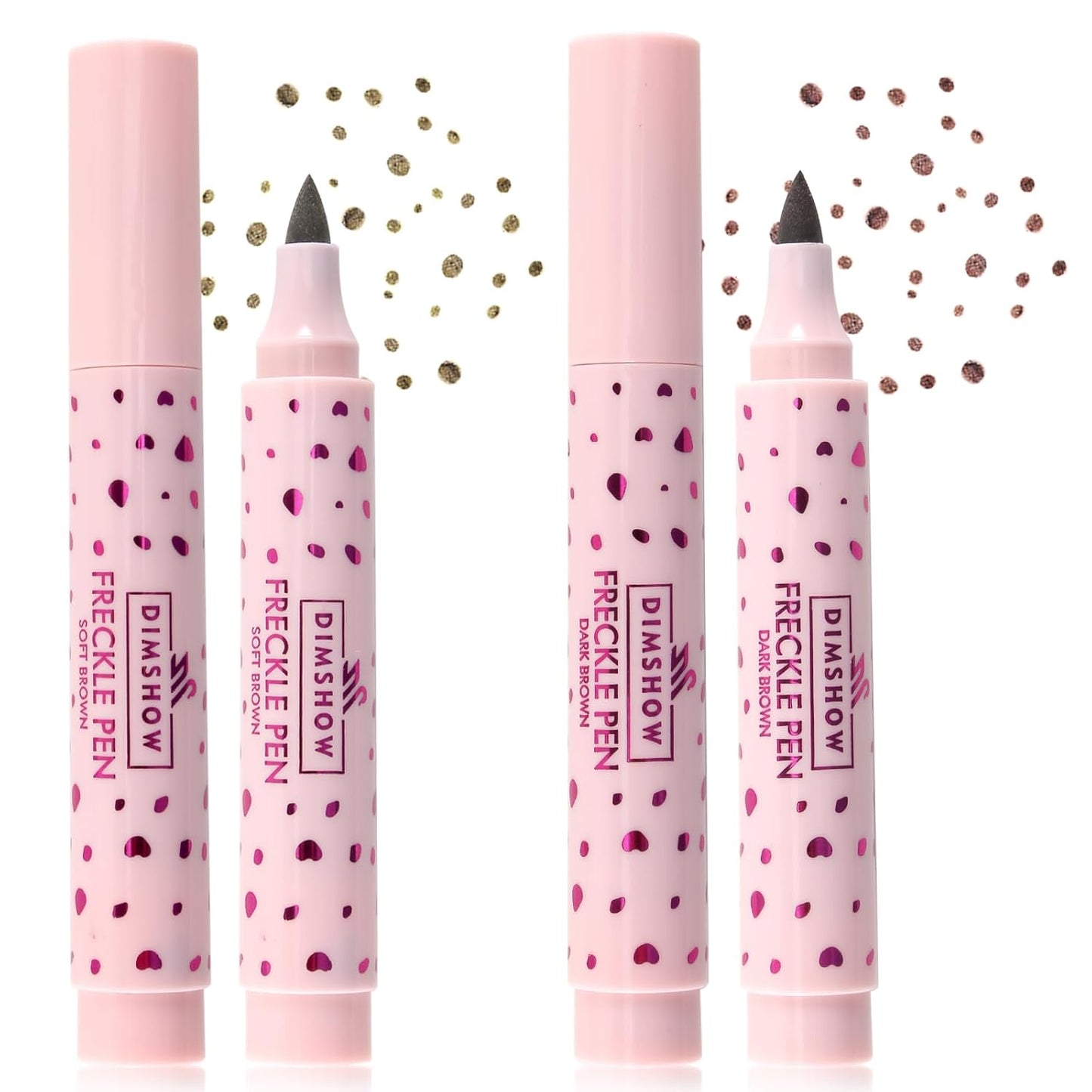 Erinde 2PCS Freckle Pen, Natural Lifelike Freckle Makeup Pen Magic Freckle Color, Waterproof Longlasting Soft Dot Sopt Pen for Natural Effortless Sunkissed Makeup, Dark Brown&Light Brown