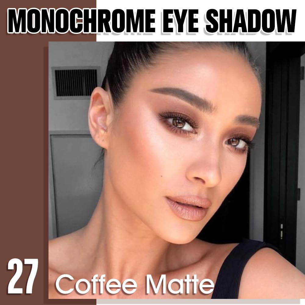 Dark Brown Single Matte Eyeshadow Makeup, Neutral Powde Eye Shadow for Older Women, Coffee Mocha Cocoa Chocolate Brown Matte Singles Eyeshadow Palette Pigmented Waterproof,Girls Eyeshadows Gift