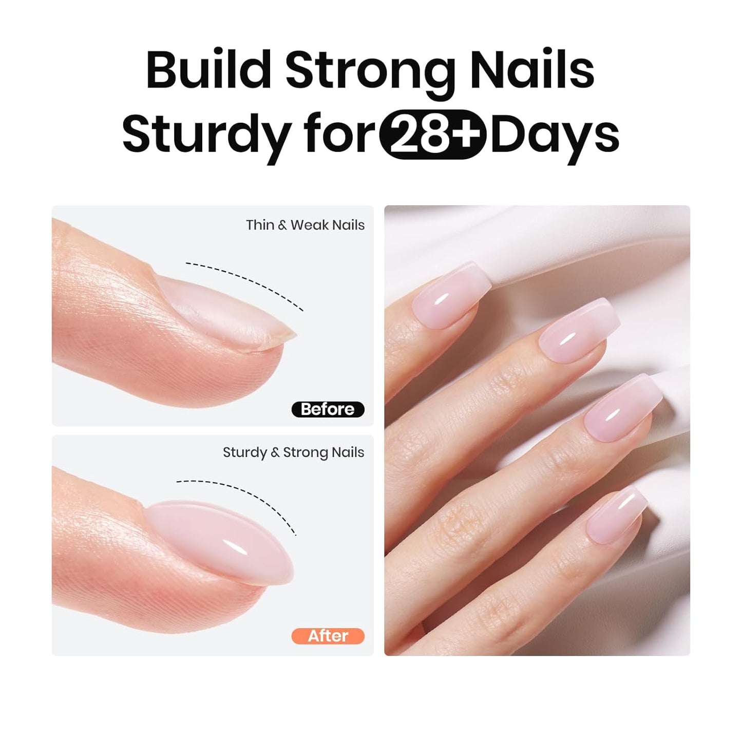 Beetles Pink Rubber Base Builder for Nails: Nail Strengthening Extension Sculpting Nail, Soak Off Long Lasting UV LED Gel Nail Polish Builder Base Coat