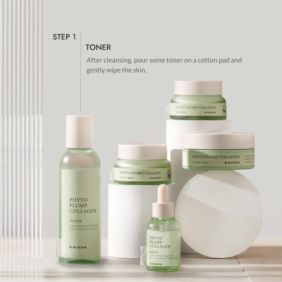 MIZON Phyto Plump Collagen TONER, Plant Collagen with Adenosine, Vegan Formula, Hydrating, Anti-Wrinkle Care (150 ml/5.07 fl oz)