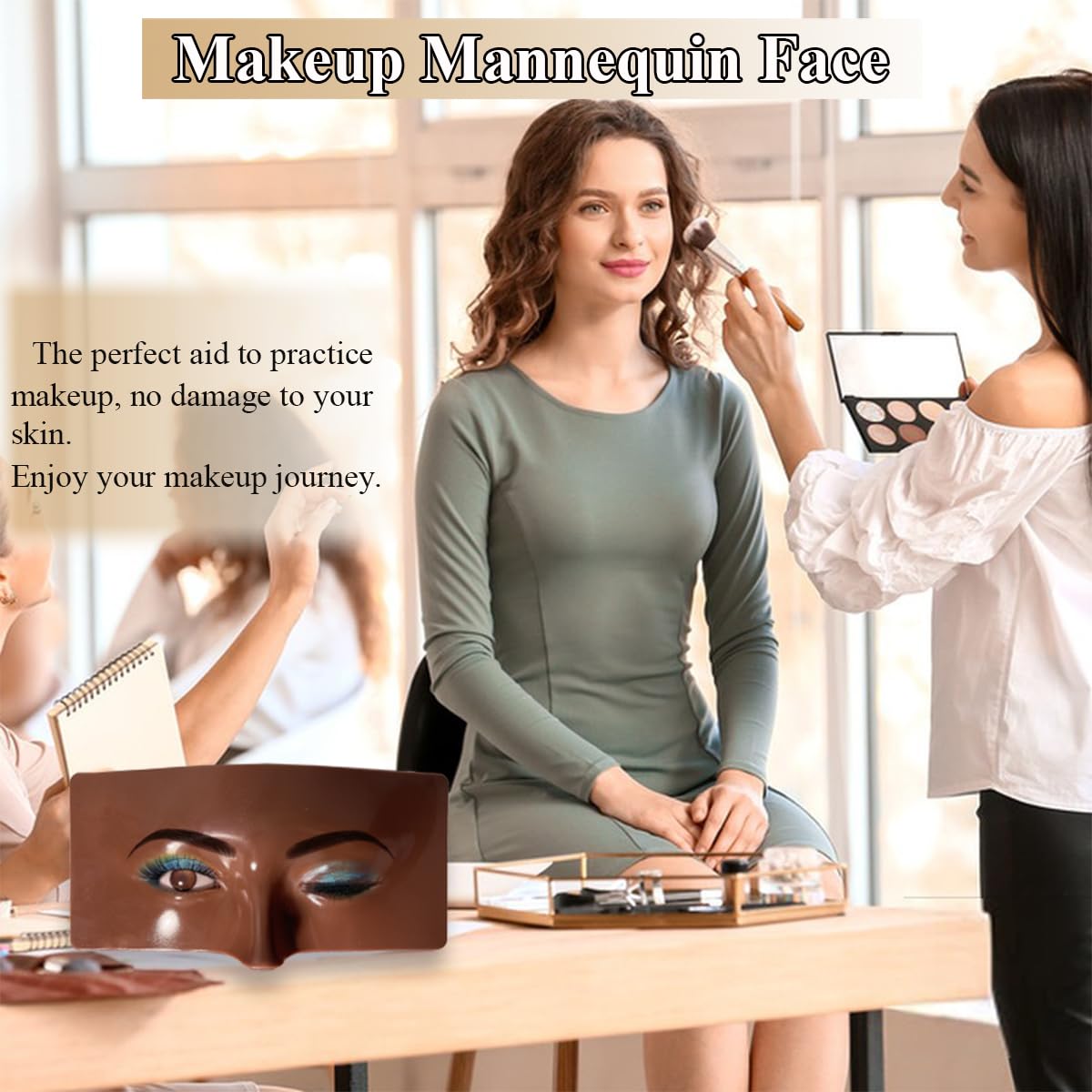 Makeup Practice Face Kit, Makeup Mannequin Face with Makeup Practice Face Board, 3D Reusable Practice Eye Makeup Face Eyeshadow Mannequin for Professional Makeup Artist and Beginner to Practice Makeup