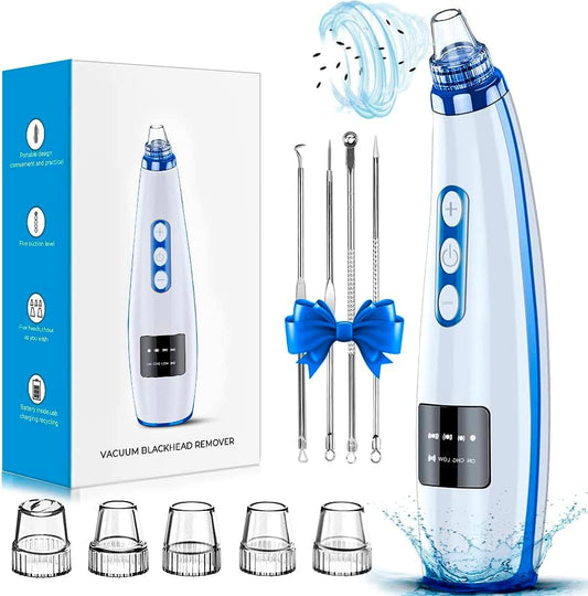 Blackhead Remover Pore Vacuum Upgraded Facial Pore Cleaner Electric Comedone Whitehead Extractor Tool-5 Suction Power,5 Probes,USB Rechargeable