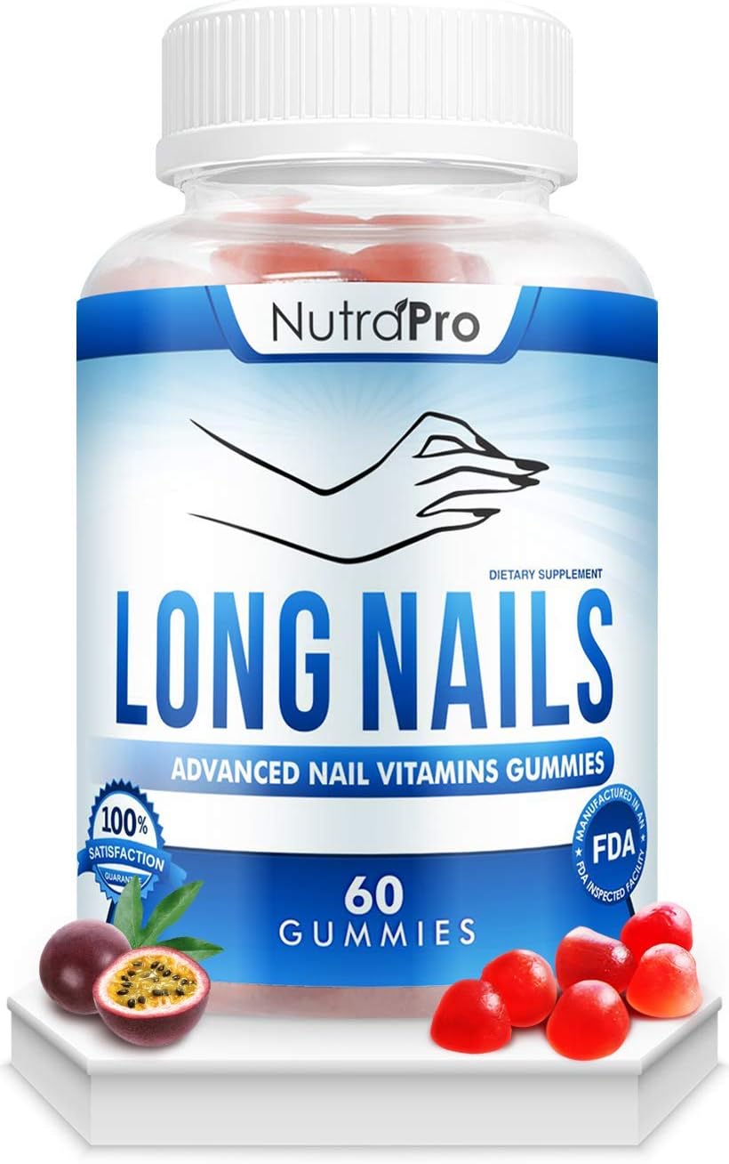 NutraPro Nail Growth Vitamins for Stronger Nail - No More Chipped Nails.Nail Strengthener and Growth Supplement Gummies – Grow Strong Long Nails with Biotin and Collagen Gummies.