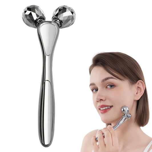 Metal Facial Roller Massager, 3D Cooling Face Massage Tool for Reduce Puffiness, Remove Eye Wrinkles, Face Lifting, Increase Firmness, Anti-Aging, Skin Tightening