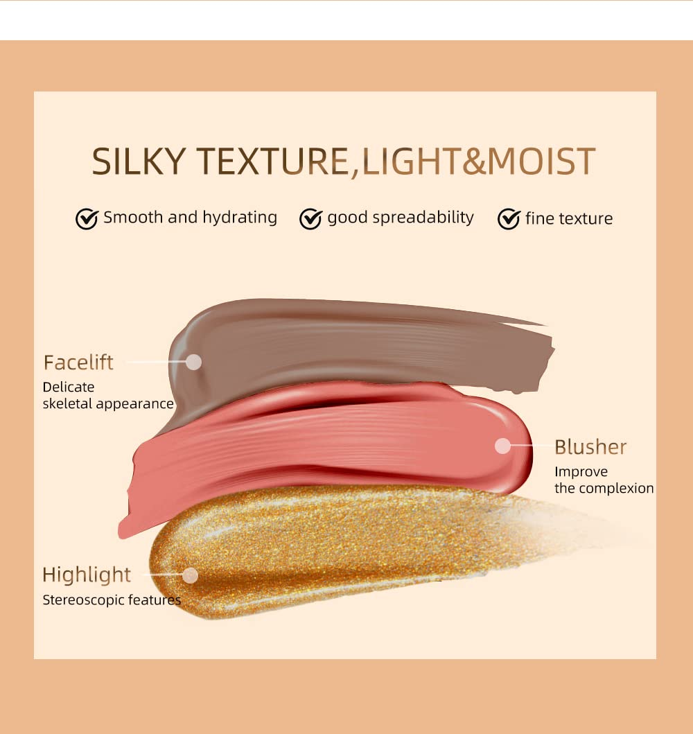 Contour Beauty Wand, Liquid Face Concealer Contouring with Cushion Applicator, Natural Matte Finish, Lightweight Blendable Cream Bronzer Stick Makeup, Cruelty-free（Contour）