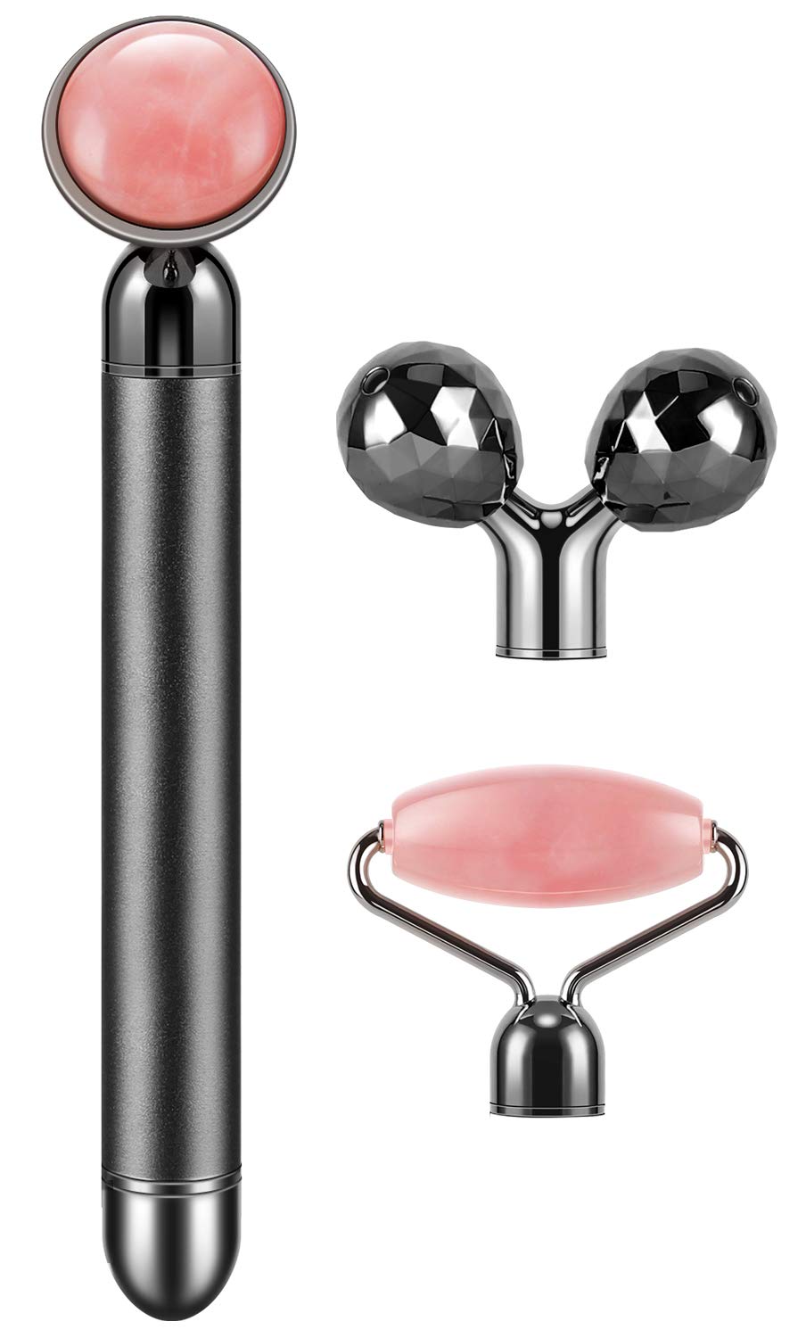 3-IN-1 Electric Jade Roller 3D Roller Facial Roller & Face Massager,Black