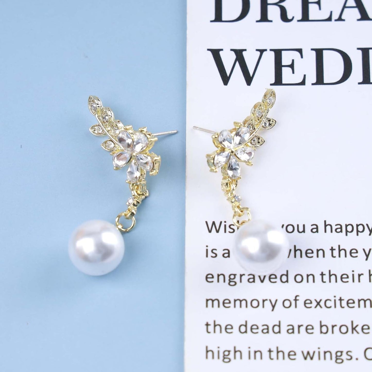 Vintage Crystal Flower Ear Climber Earrings Rhinestone Pearl Dangle Earrings Gold Cz Chain Tassel Earrings Sparkly Pearl Drop Earrings Jewelry for Women