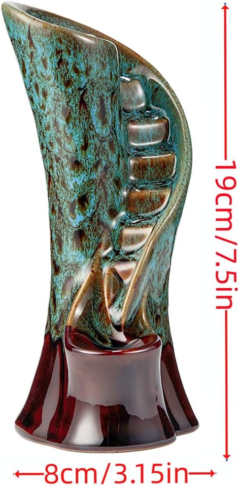 Unique Cloud Stairs Ceramic Waterfall Incense Holder, Paired with a Pack of Backflow Incense Cones. (Fambe Blue)