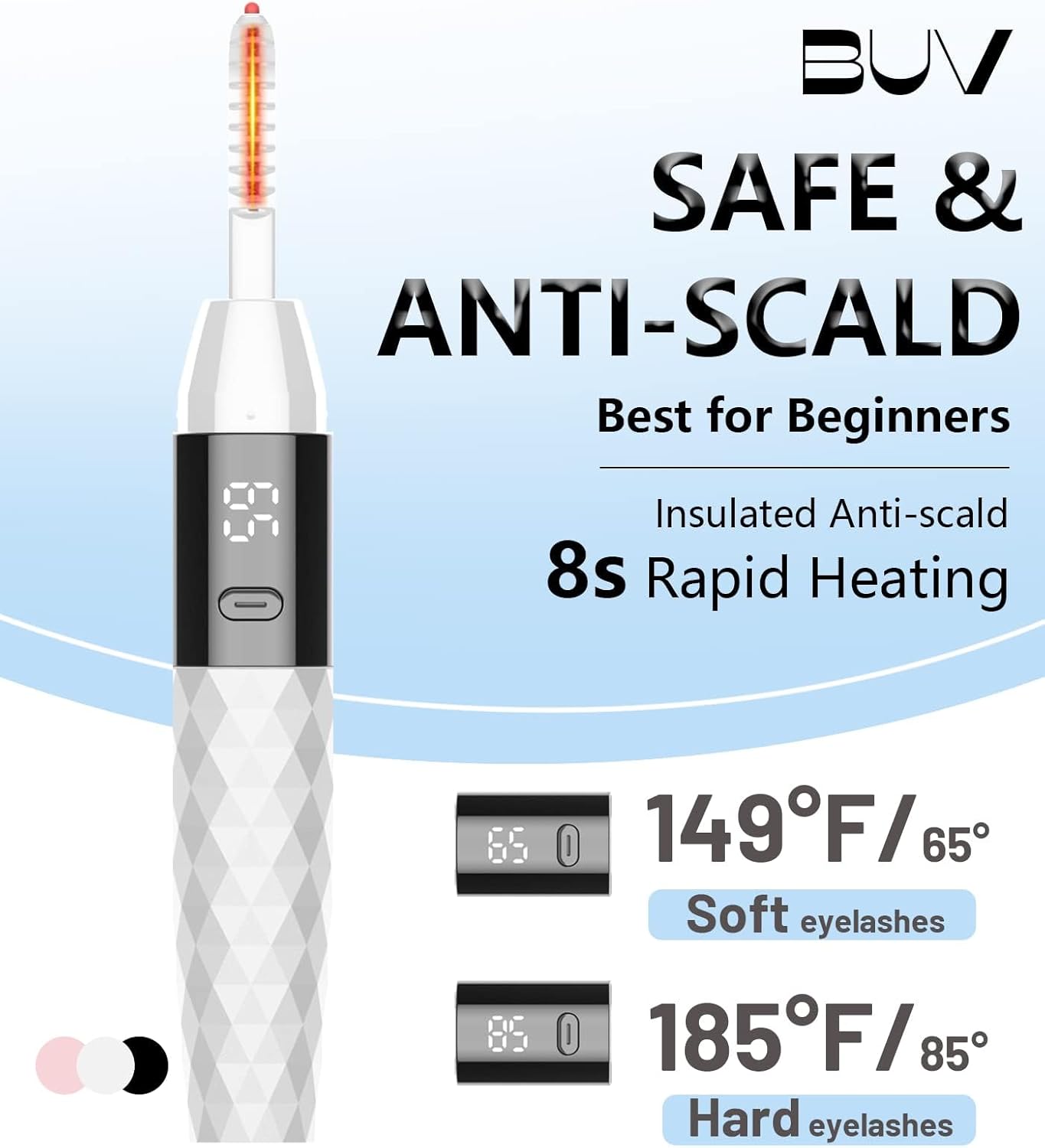 Heated Eyelash Curlers - Heated Lash Curler Best Seller Electric Eyelash Curler Rechargeable for 24H Long Lasting Natural Eyelashes, 4 Heating Modes, 8S Fast Heating, White