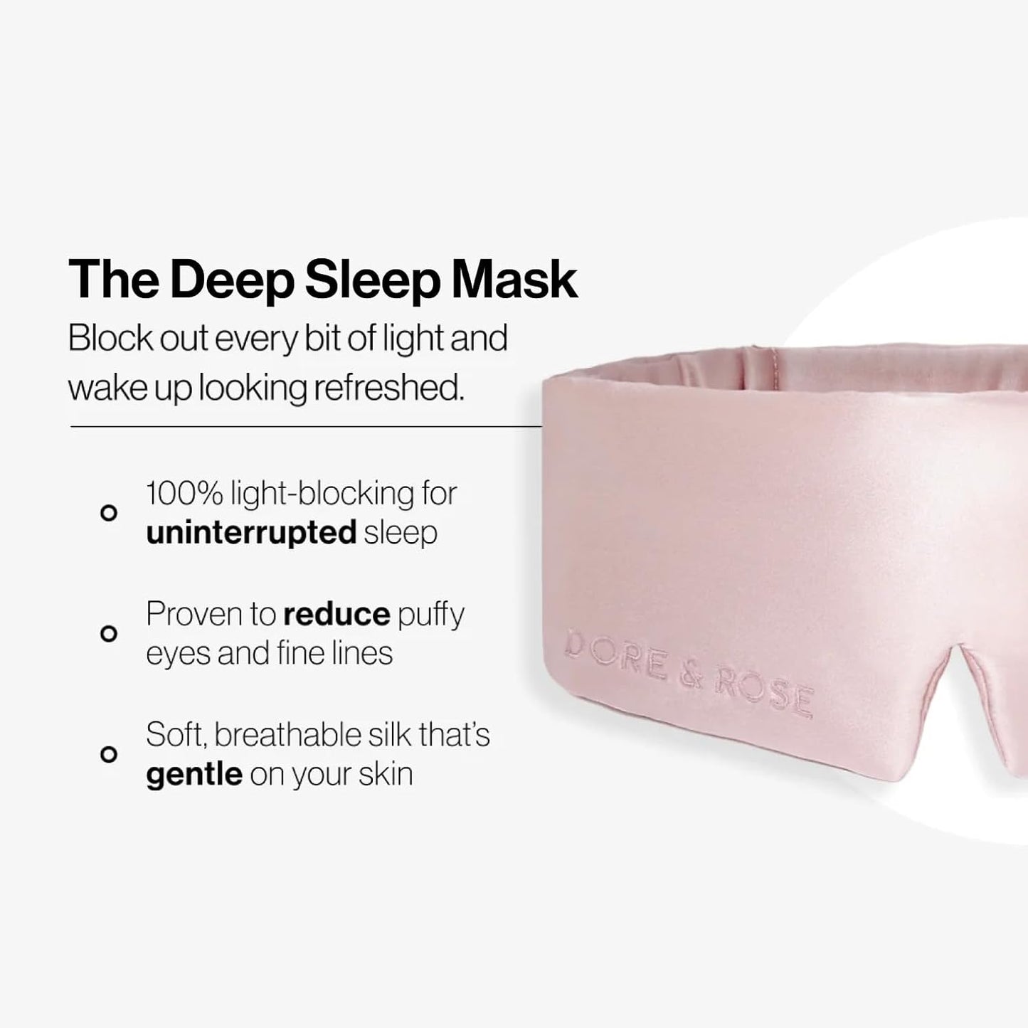 Dore & Rose Deep Sleep Mask Light Blocking, 23 Momme Mulberry Silk Eye Mask, Ultra Soft, Adjustable - Travel Sleeping Mask for Men & Women - Lotus