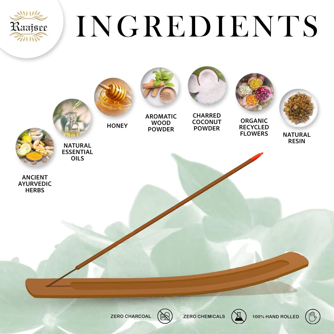 Raajsee Patchouli Incense Sticks 100 gm Pack-100% Pure Organic Natural Hand Rolled Free from Chemicals-Perfect for Church,Aromatherapy,Relaxation,Meditation,Positivity & Sensual Therapy