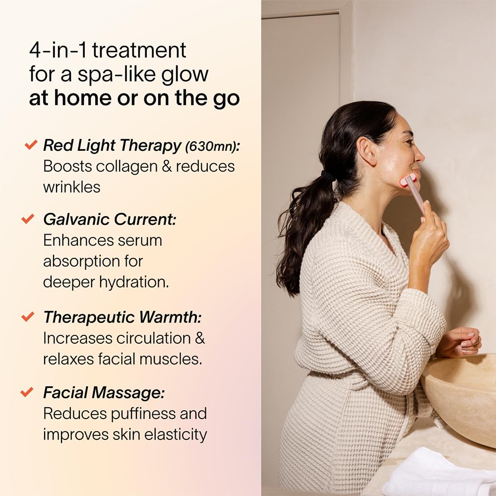 Solawave 4-in-1 Red Light Therapy Wand for Face & Neck | Beauty Device with Galvanic Current, Massager & Warmth | Anti-Aging, Wrinkle Reduction, Skin Tightening, Depuffing & Rejuvenation (Matte Black)