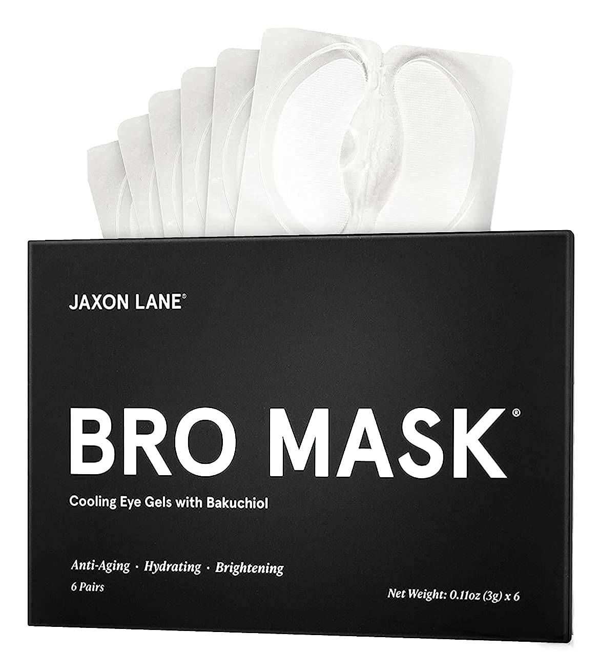 BRO MASK Under Eye Gel Pads: Cooling Eye Patches for Dark Circles and Puffiness | Anti Aging Hydrogel Eye Patch Set + Bakuchiol, Green Tea, Hyaluronic Acid, Caffeine, Niacinamide/Vit B3 (4 X 6 Pairs)