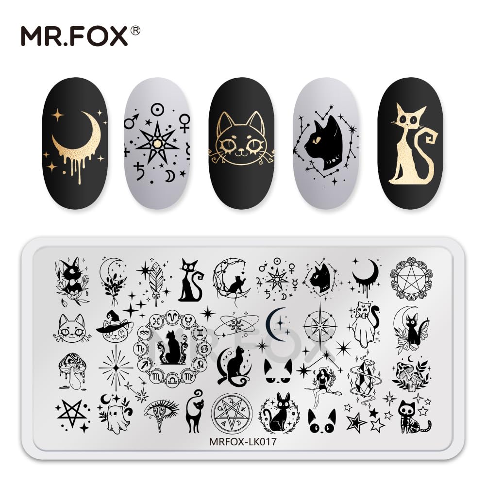 5 Pcs Nail Plates Stamping Set Starry Star Moon Esoteric Elements Nail Art DIY Stamping Template