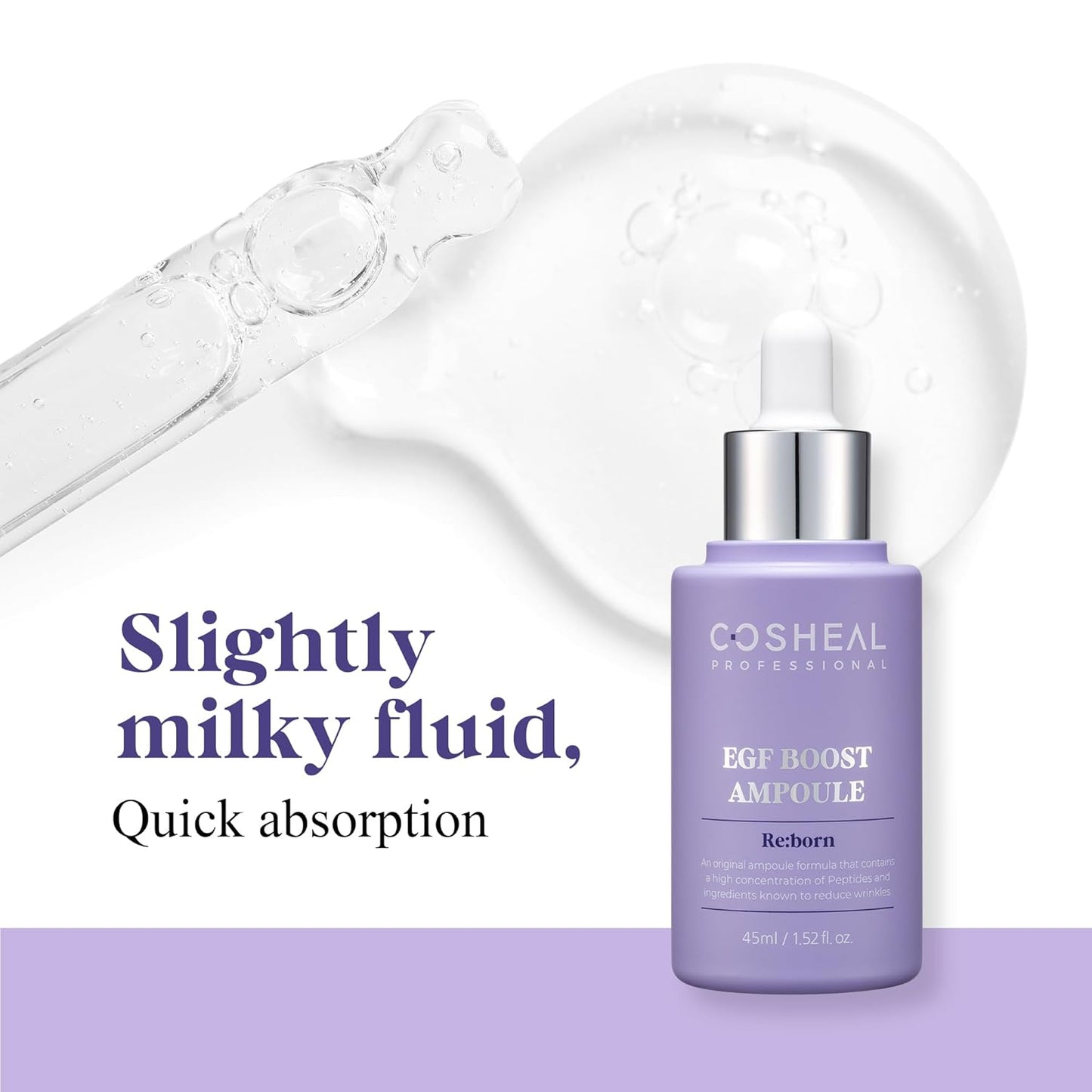 EGF Boost Ampoule 1.52 fl oz, Skin-Firming Anti-Aging Serum with Peptide & Amino Acid Complex, Boosts Elasticity & Fibroblast Activity, Wrinkle Care, Korean Skin care