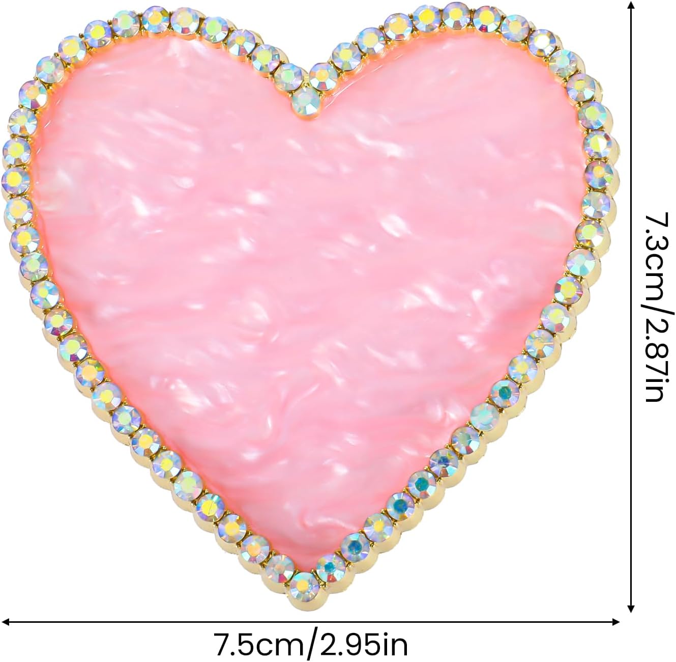 Sibba Resin Nail Art Palette, Golden Edge Nail Mixing Palette with Diamond, Polish Color Mixing Plate, Nail Holder Display Board, Heart Shape Cosmetic Mixing Tools for Women and Girls(Pink)