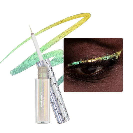 CHARMACY Chameleon Liquid Eyeliner, Intense Color Shifting, Waterproof Eye liner Gold Glitter Eyeliner, High Pigmented, Smudge Proof Formula,Ultra-Fine Tip,PALE YELLOW GOLD 907