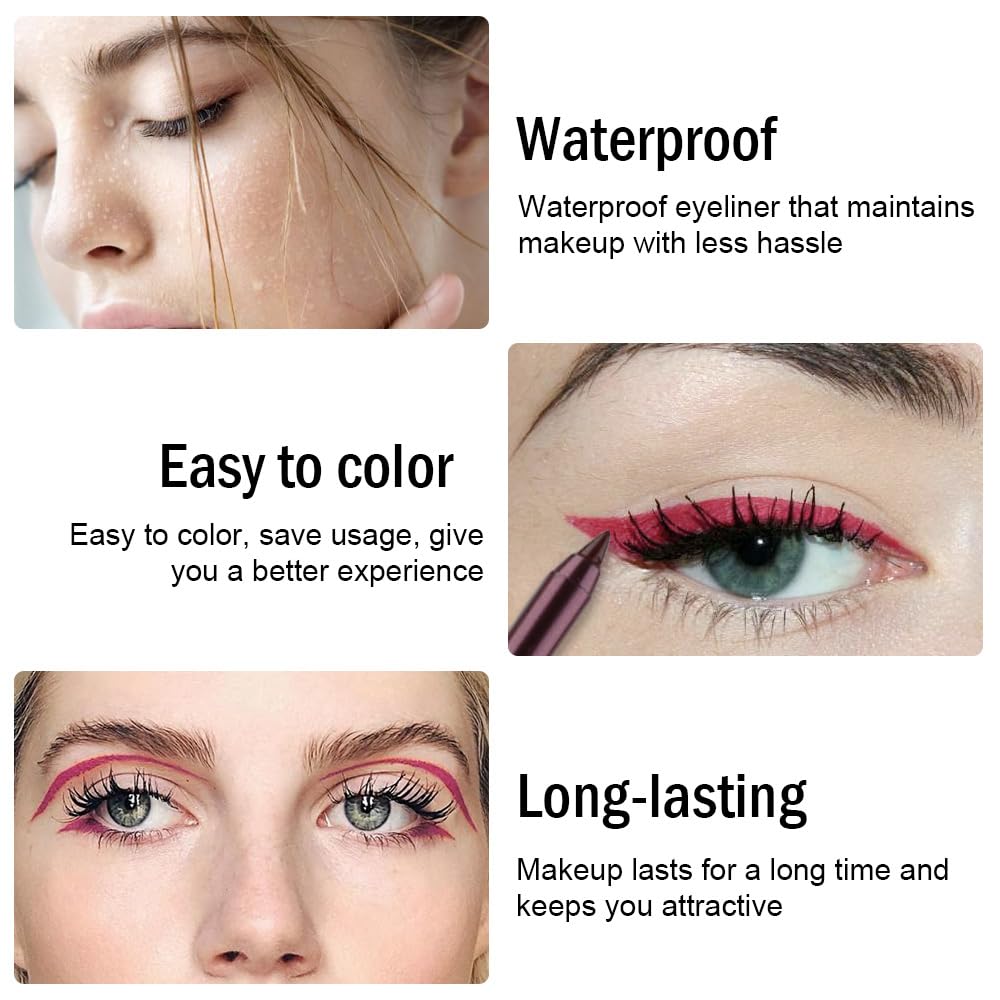 evpct Plum Maroon Red Eyeliner Pencils for Eyes, Plum Maroon Red Colored Eye Liner Pencil Pen Waterproof Smudge Proof, Colored Gel Waterline Eyeliner Pencil, Face Eye Paint Stick Halloween Makeup 18