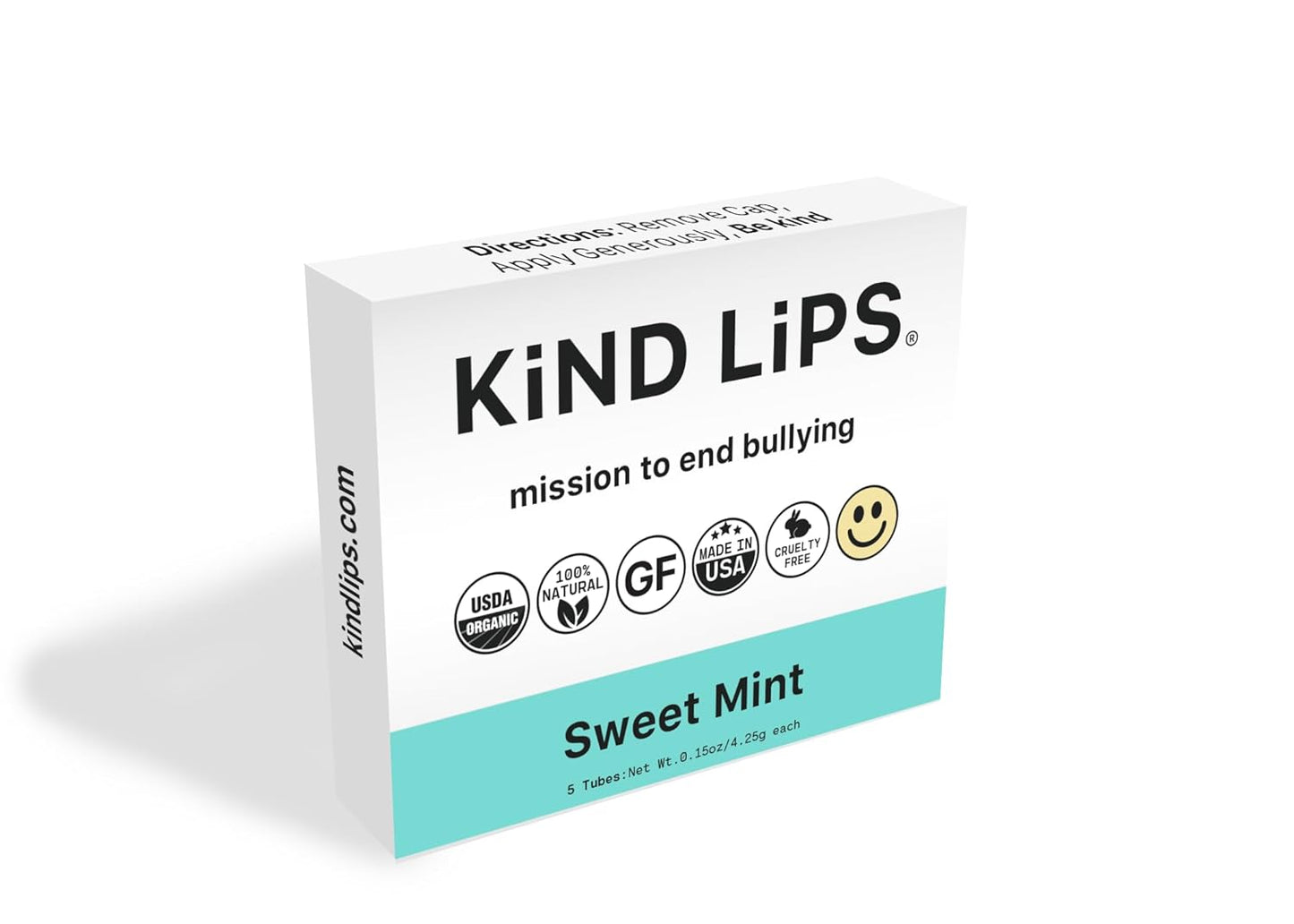 Kind Lips Sweet Mint Lip Balm 5-Pack - USDA Organic, Natural Chapstick Alternative for Dry Lips | Gluten-Free, Cruelty-Free