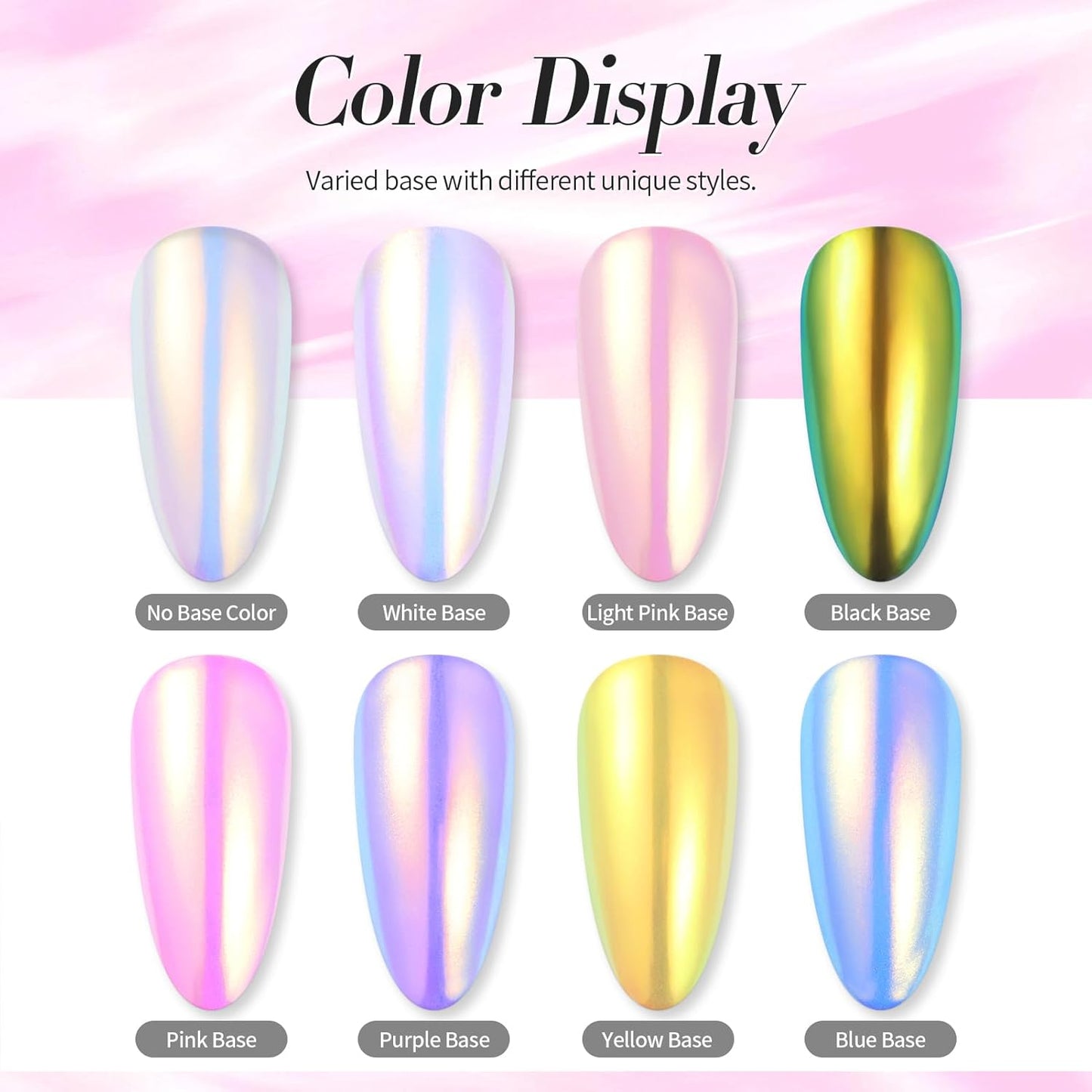 Born Pretty Chrome Nail Powder Auroras Nail Powder Mermaid Pearl Powder Glitter Dust Kit for Gel Polish Nail Art Decoration