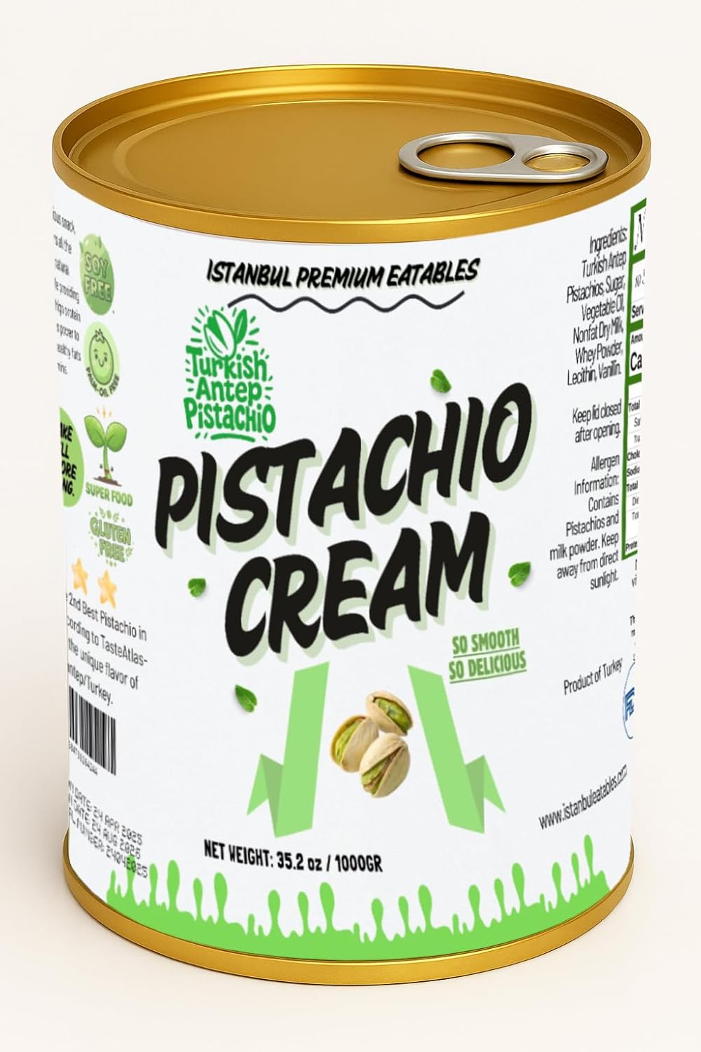 Istanbul Premium Pistachio Cream, Pistachios for Dubai Chocolate Bar, Cream for Dessert, Kataifi & Knafeh, Crema de Pistacho Pistachio Cream, Non-GMO, 2.2 lb (1kg)