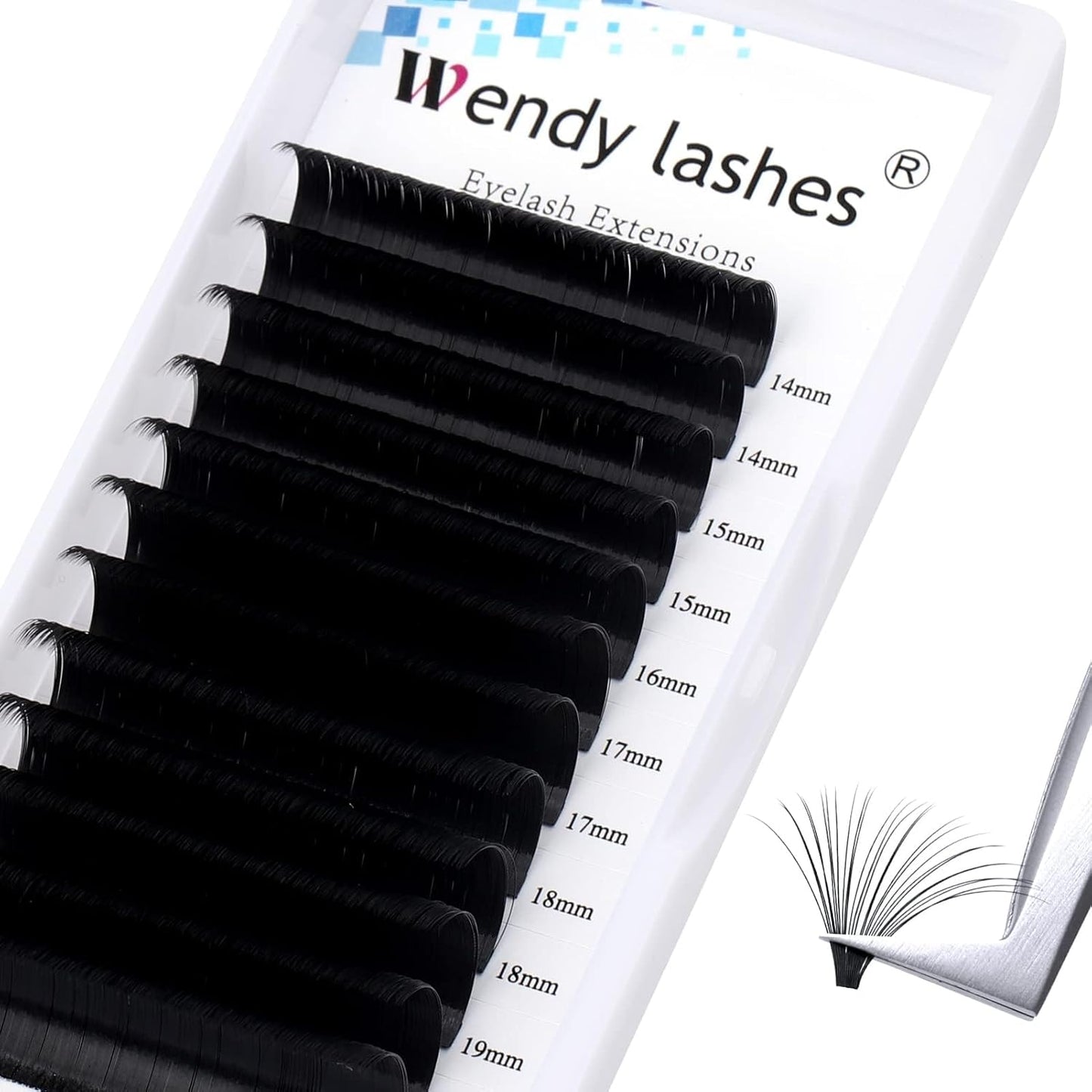 Easy Fan Volume for Lash Artists: Wendy, Handmade Fans for Eyelash Extensions, Self Fanning, Blooming, C-KH, Black, D-0.07-14-20