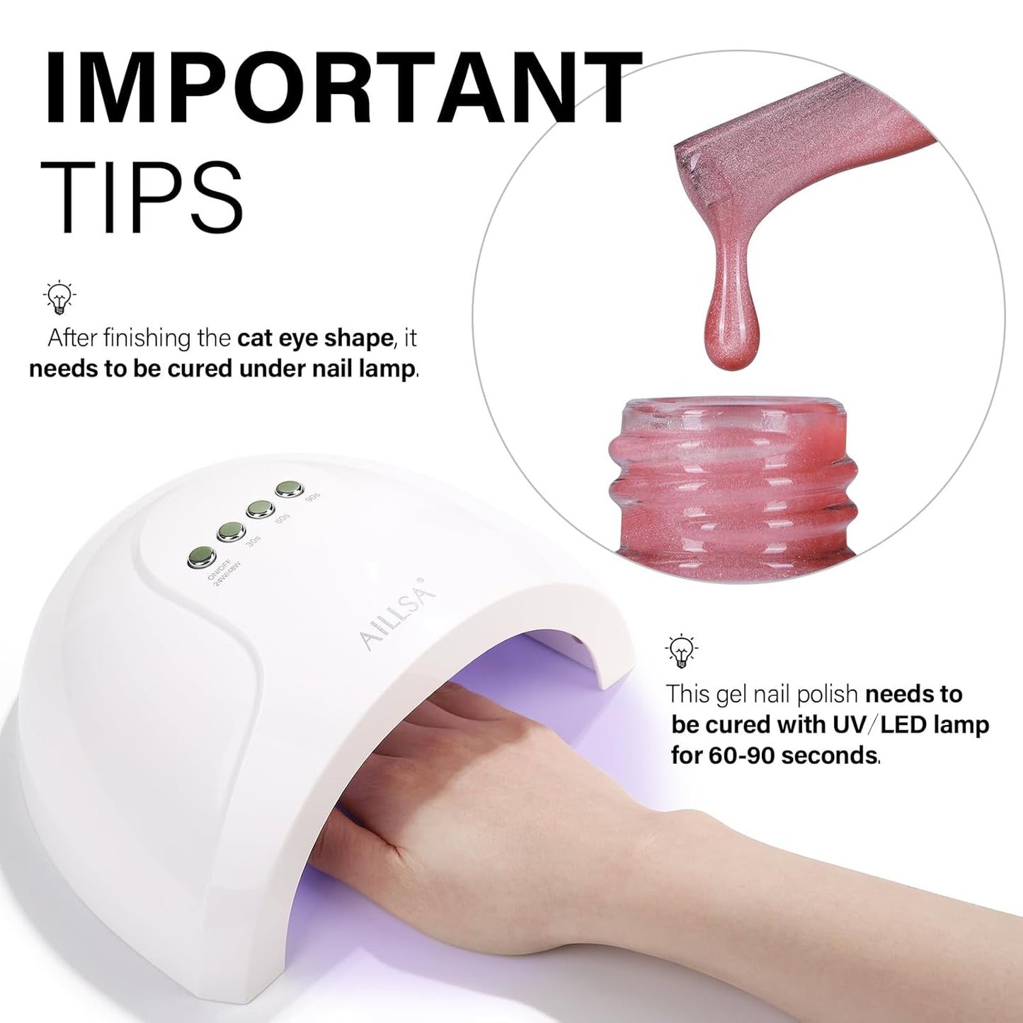 AILLSA Glass Cat Eye Gel Nail Polish, 15ml Pink Glitter Jelly Sheer Gel Polish, Translucent Magnetic Shimmer Sparkle Nail Art U V Salon 0.5 OZ GF35