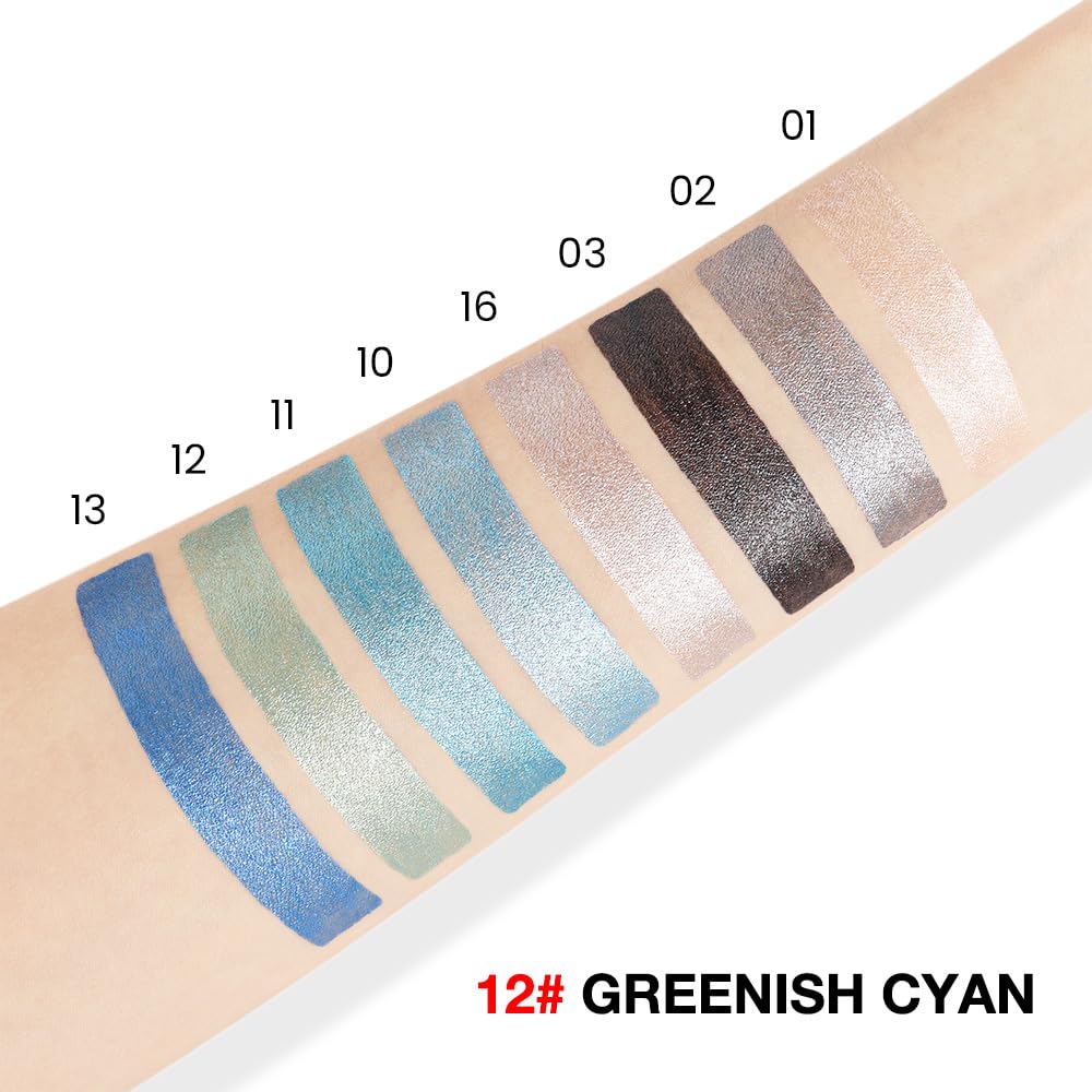 evpct Greenish Cyan Shimmer Cream Eye Shadow Brightener Sticks Set for Eyes, Cyan Shimmery Matte Pencil Eye shadow Applicator Stick Pen Palette Makeup Waterproof sombras en crema para ojos 12#