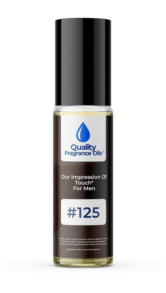 Quality Fragrance Oils' Touch for Men Impression #125 | Long-Lasting Perfume Oil, Alcohol-Free, Strong Scent, 10ml Roll-On | Affordable Alternative to Designer Fragrances