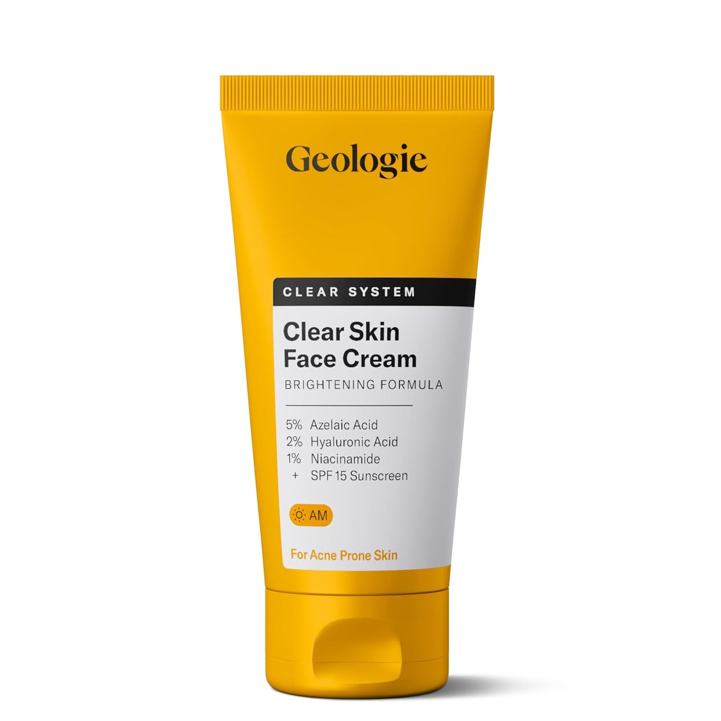 Geologie Clear Skin Face Cream | Clear System Daily Moisturizer with SPF15 for Acne-Prone Skin | Azelaic Acid, Niacinamide & Hyaluronic Acid | Lightweight & Oil Free | 60 ML
