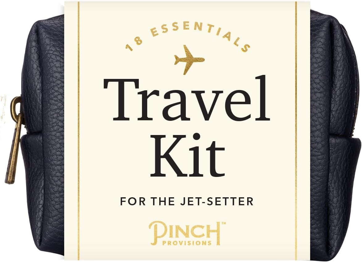 Pinch Provisions Travel Kit, includes 18 Must-Have Emergency Essential Items for Travelling, Ideal Road Trip or Airport Gift for Friends, Family & Peers, Portable Pouch